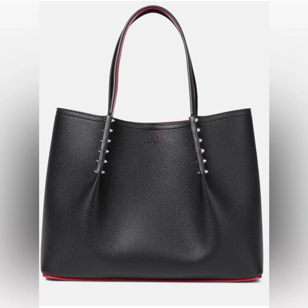 Christian Louboutin Black Leather Tote with Signature Red Trim - Picture 1 of 13